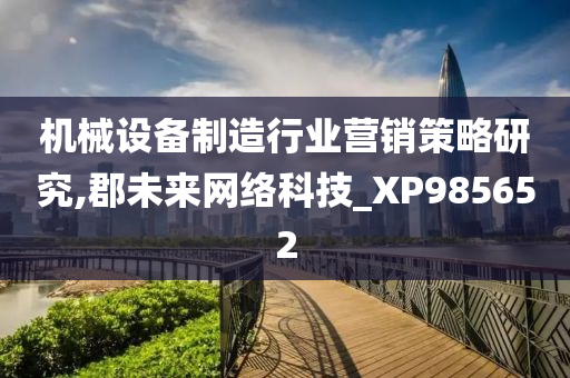 机械设备制造行业营销策略研究,郡未来网络科技_XP985652