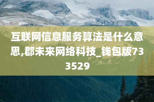 互联网信息服务算法是什么意思,郡未来网络科技_钱包版733529