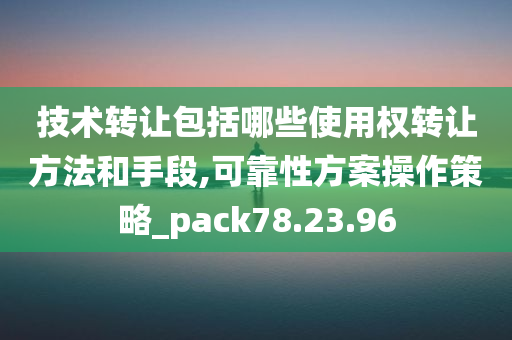 技术转让包括哪些使用权转让方法和手段,可靠性方案操作策略_pack78.23.96