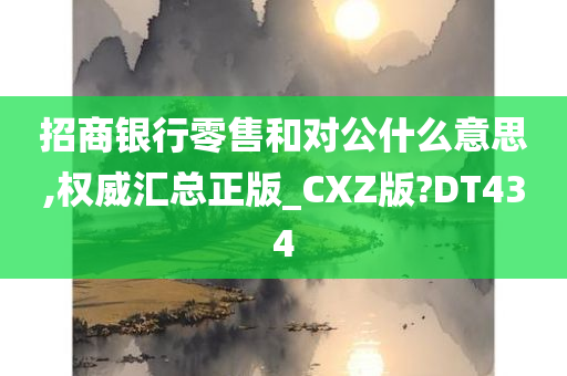 招商银行零售和对公什么意思,权威汇总正版_CXZ版?DT434