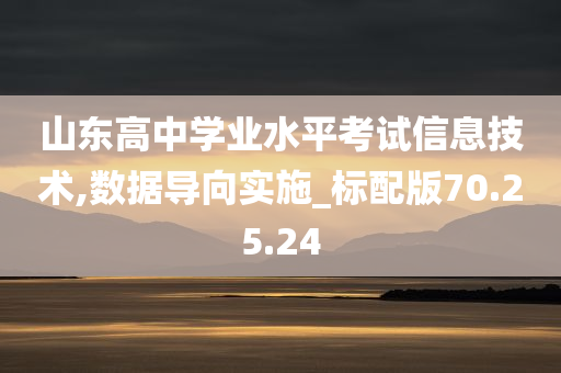 山东高中学业水平考试信息技术,数据导向实施_标配版70.25.24